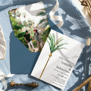 Palm Tree Destination Simple Photo Wedding Invitation