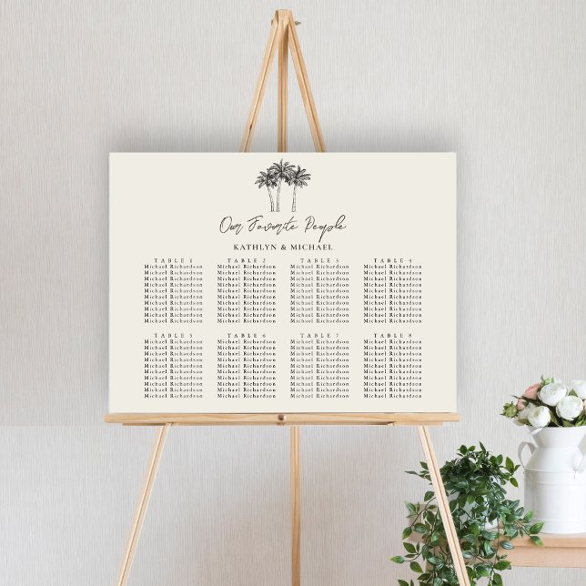 Palm Tree Destination Wedding 8 Table Seating Poster (Creator Uploaded)