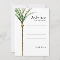 Palm Tree Destination Wedding Advice Card