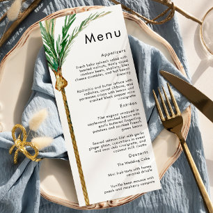 Palm Tree Destination Wedding Flat Menu