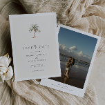 Palm Tree Destination Wedding Photo Save The Date Invitation<br><div class="desc">Tropical Watercolor Palm Tree,  Beach Wedding Photo Save the Date.</div>