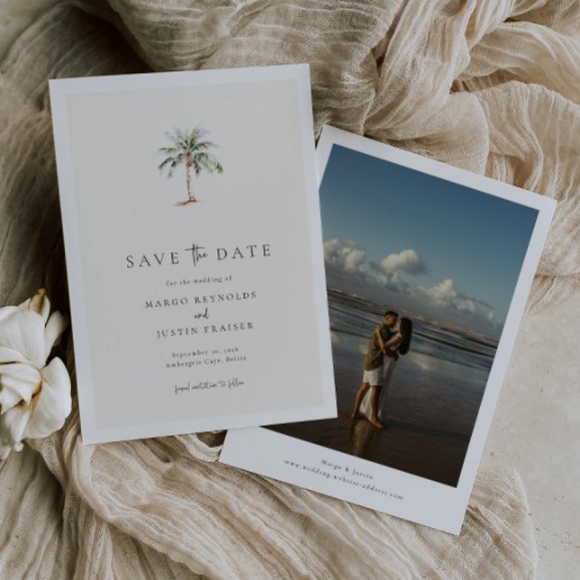 Palm Tree Destination Wedding Photo Save The Date Invitation (Creator Uploaded)