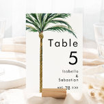 Palm Tree Destination Wedding Table Number Card<br><div class="desc">This palm tree destination wedding table number card design features tropical watercolor palm trees on a bright white background that evoke the dreamy ambiance of a destination wedding. this design radiates the romance of sandy shores and swaying palms, perfect for couples seeking a truly unforgettable celebration. For personalised coordination or...</div>