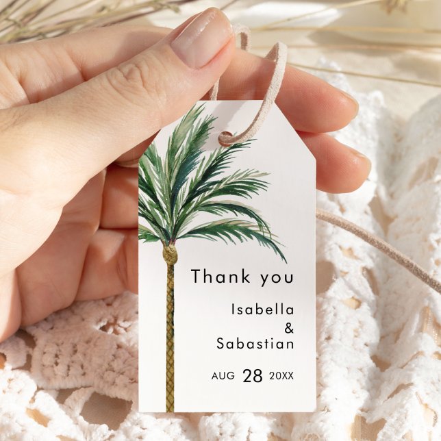 Palm Tree Destination Wedding Thank You Gift Tag (Creator Uploaded)