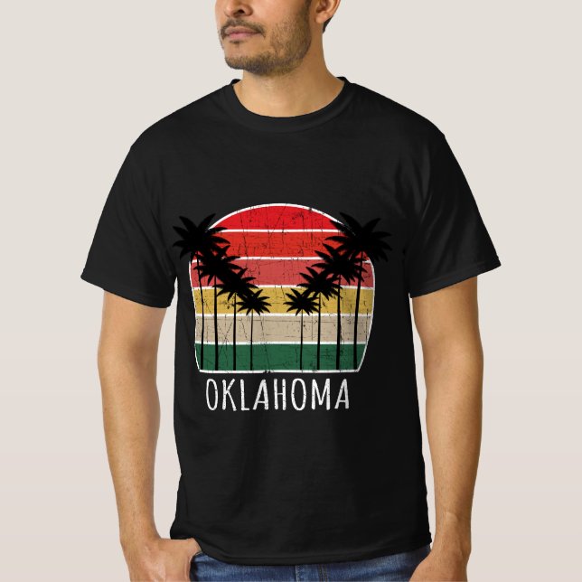 Palm Tree Distressed Oklahoma - Beach Design T-Shirt (Front)