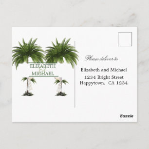 Palm Tree Elegant Modern Chic Jewish Wedding RSVP Postcard