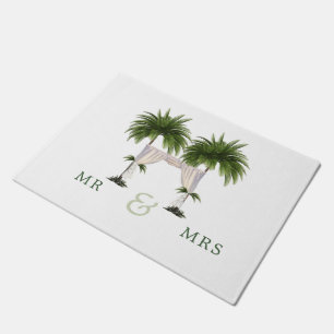 Palm Tree Elegant Modern Chic Wedding Momento Doormat