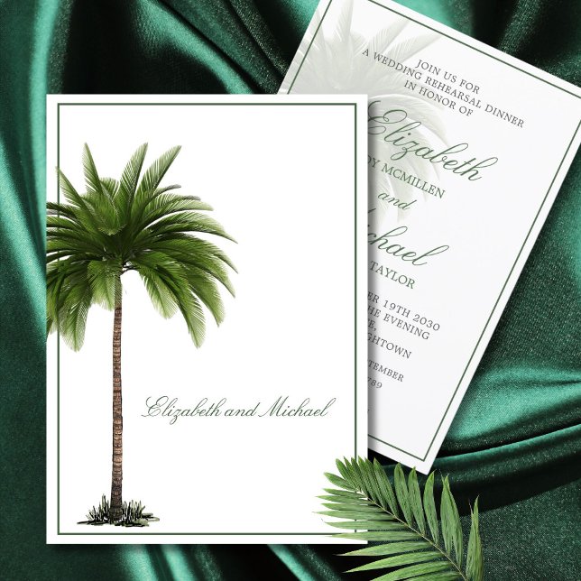 Palm Tree Elegant Wedding  Modern Chic Rehearsal Invitation (Creator Uploaded)