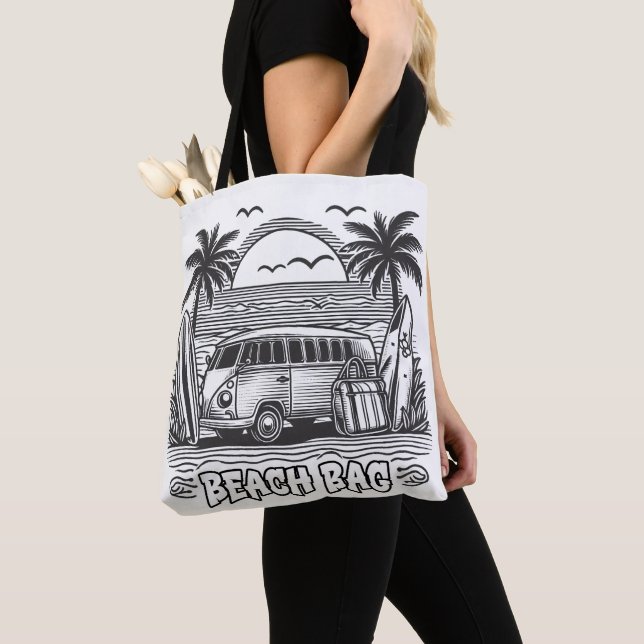 Palm Tree Escape Van Colouring  Tote Bag (Close Up)
