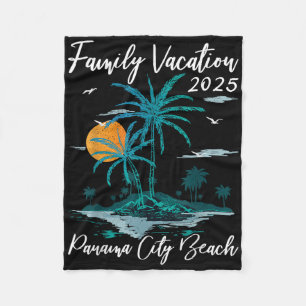 Palm Tree Family Vacation 2025 Florida Panama City Fleece Blanket