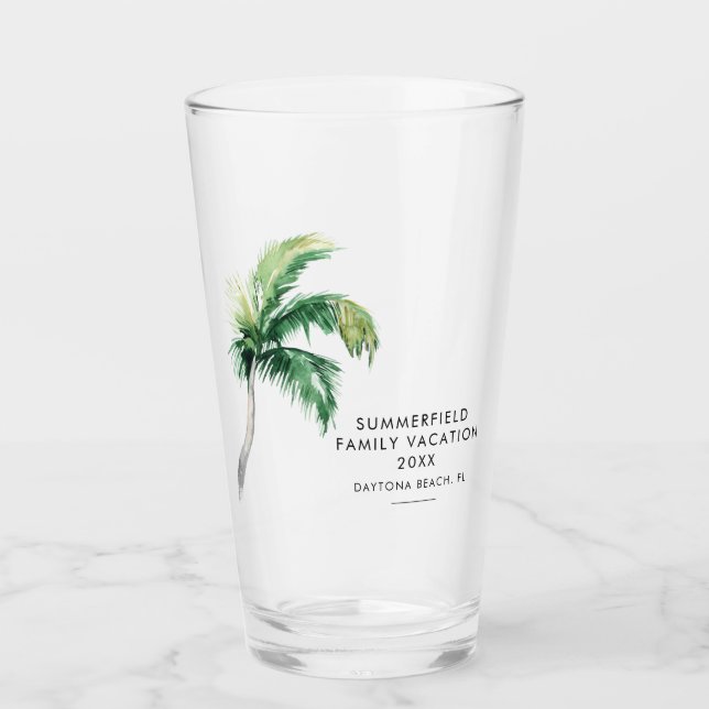 Palm Tree Family Vacation Custom Glass (Front)