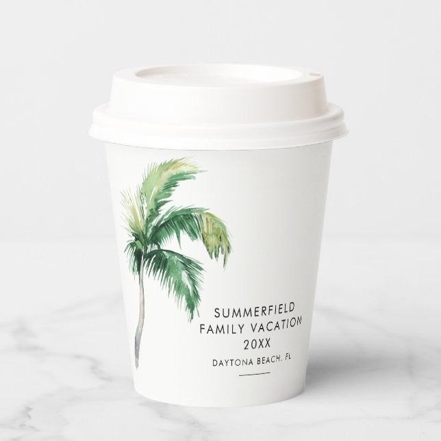 Palm Tree Family Vacation Custom Paper Cups (Front)