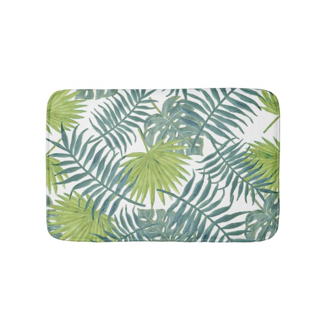 Palm Tree Fronds Painting Hawaiian Bath Mat (Front)