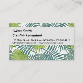 Palm Tree Fronds Painting Hawaiian Business Card