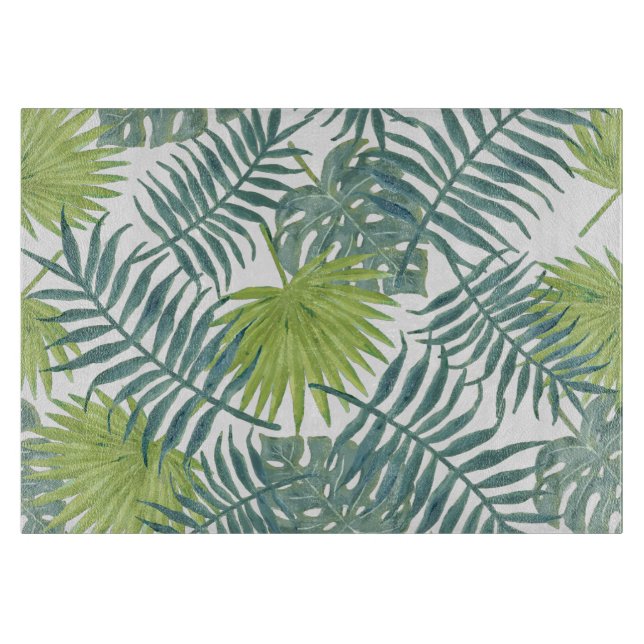 Palm Tree Fronds Painting Hawaiian Cutting Board (Front)