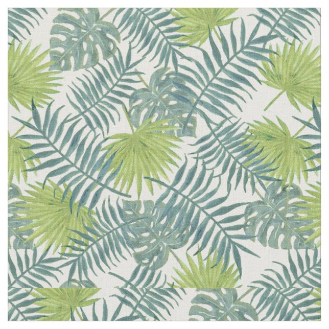 Palm Tree Fronds Painting Hawaiian Fabric (Close Up)