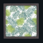 Palm Tree Fronds Painting Hawaiian Gift Box<br><div class="desc">Palm tree branches - Blue and Green Pattern - A classic palm tree palm frond illustration.

Greeting Cards are Completely customisable - change the greeting to happy holidays,  merry Christmas,  and then create your own greeting inside.</div>