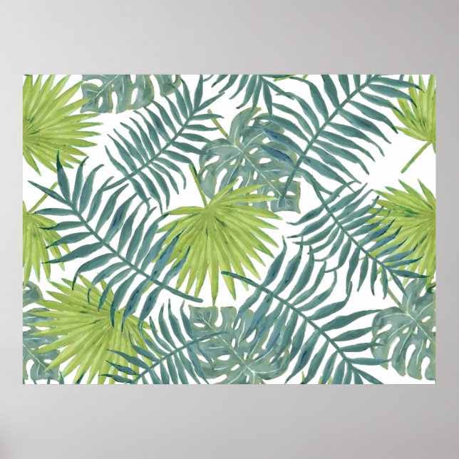 Palm Tree Fronds Painting Hawaiian Poster (Front)