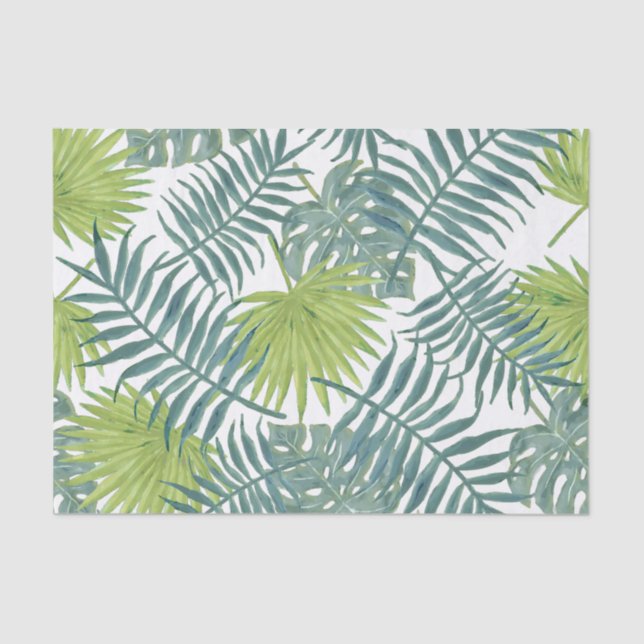 Palm Tree Fronds Painting Hawaiian Tissue Paper (Front)