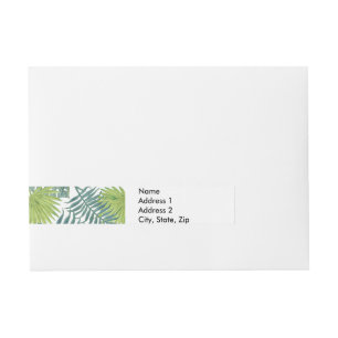 Palm Tree Fronds Painting Hawaiian Wraparound Address Label
