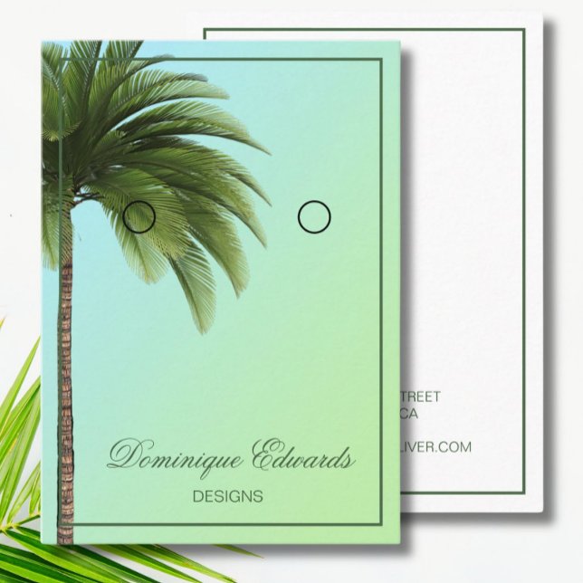 Palm Tree Green Earring Display Business Card (Creator Uploaded)