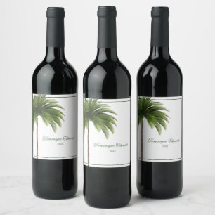 Palm Tree Green Simple Wine Label