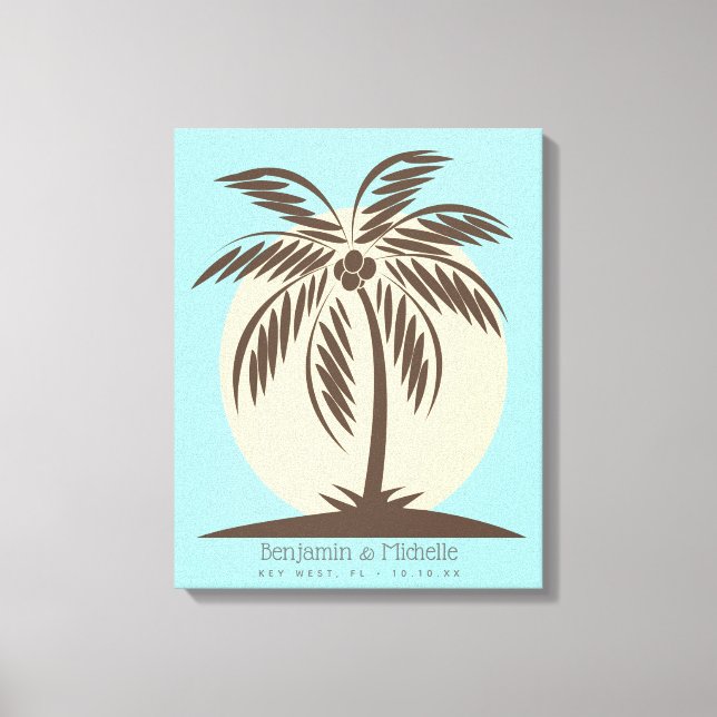 Palm Tree Guest Book Canvas - 50 Spaces (Front)