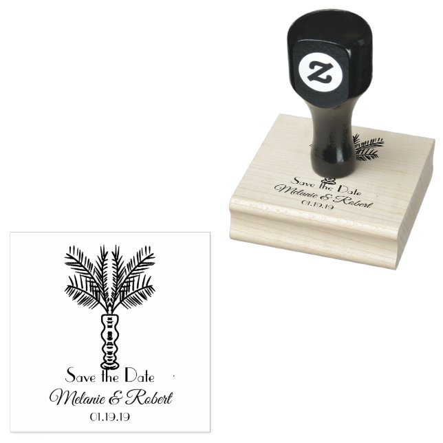 Palm Tree Hand Drawn Tropical Logo Rubber Stamp (Stamped)