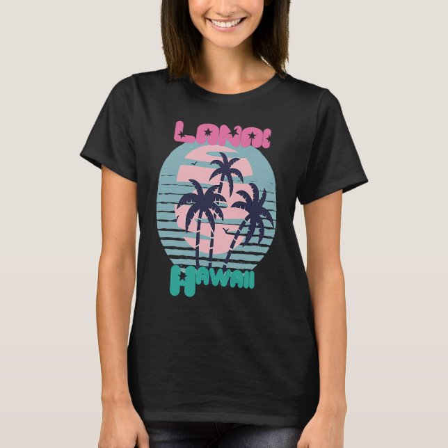 Palm tree Hawaii Lanai Vacation Beach Ocean T-Shirt (Front)