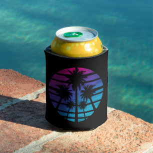 Palm Tree Hawaiian Beach Summer Vacation Can Cooler