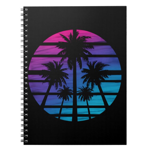 Palm Tree Hawaiian Beach Summer Vacation Notebook (Front)