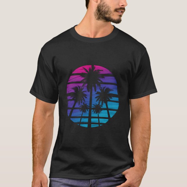 Palm Tree Hawaiian Beach Summer Vacation T-Shirt (Front)