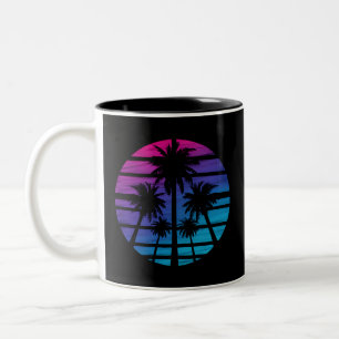 Palm Tree Hawaiian Beach Summer Vacation Two-Tone Coffee Mug