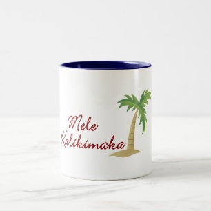 Palm Tree hawaiian christmas 2 Two-Tone Coffee Mug