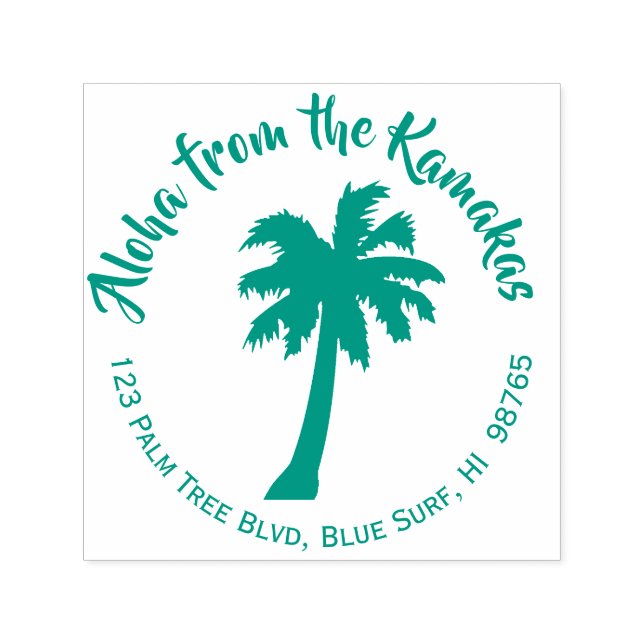 Palm Tree Hawaiian Return Address Stamp Custom (Design)