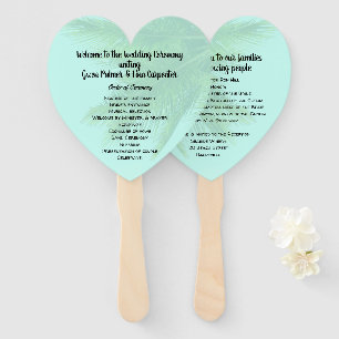Palm Tree Heart-Shaped Wedding Fan Program