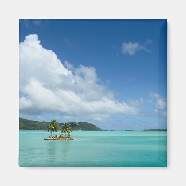 Palm tree in Bora Bora lagoon magnet (Front)