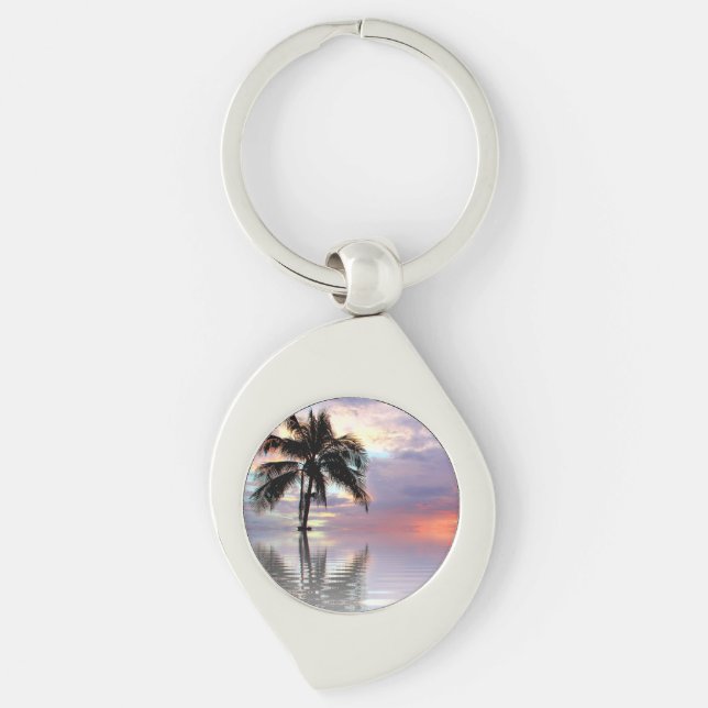 Palm Tree in the Bay Keychain  (Front)