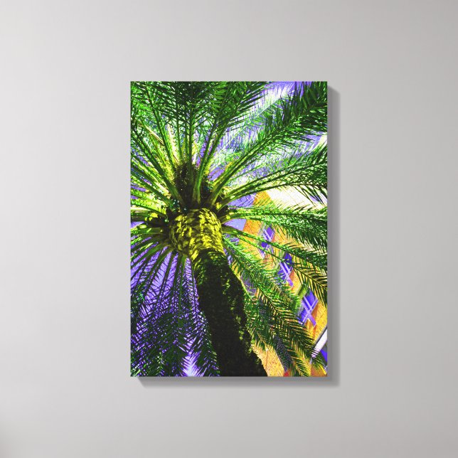 Palm tree in the evening canvas print (Front)