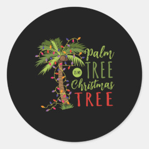 Palm Tree Is My Christmas Santa Tropical Sommer Ch Classic Round Sticker
