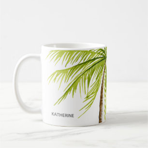 Palm Tree Island Beach Monogram Coffee Mug
