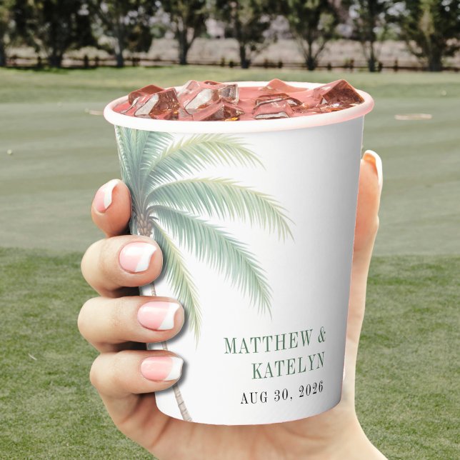 Palm Tree Island Destination Green Wedding Paper Cups (Palm Tree Island Destination Green Wedding Paper Cups
)