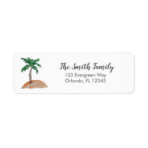 Palm Tree Island Painting Art Address Label