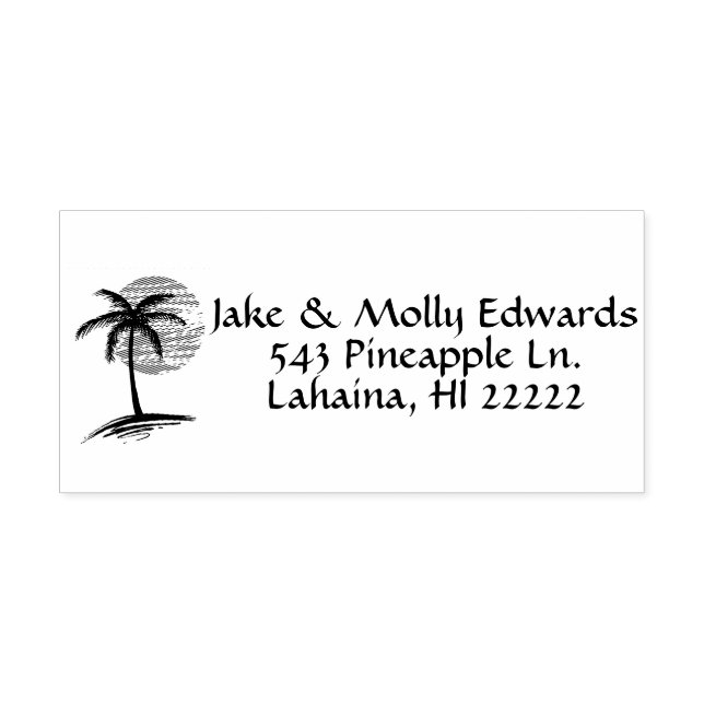 Palm Tree Island Silhouette Personalised Self-inking Stamp (Design)