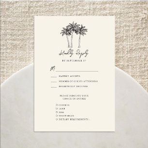 Palm Tree Ivory Minimalist Destination Wedding RSVP Card