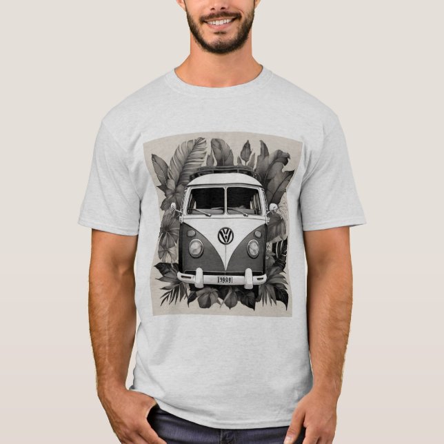 "Palm Tree Kombi Shirt - Coastal Vintage Van Lover (Front)