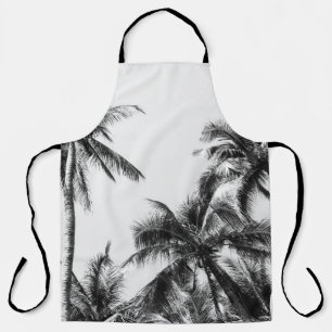 Palm Tree Leaf Black White Apron