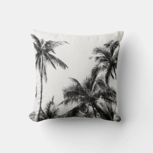Palm Tree Leaf Black White Cushion