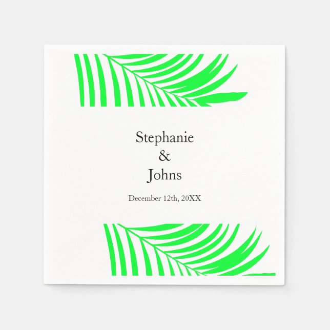 Palm Tree Leaf Green Leaves Elegant Wedding Napkin (Front)