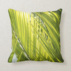 Palm Tree Leaf Green Throw Pillow